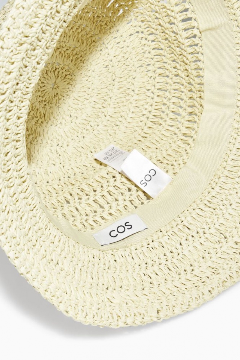 Beige Cos Woven Straw Bucket Hat | HDVIR3162