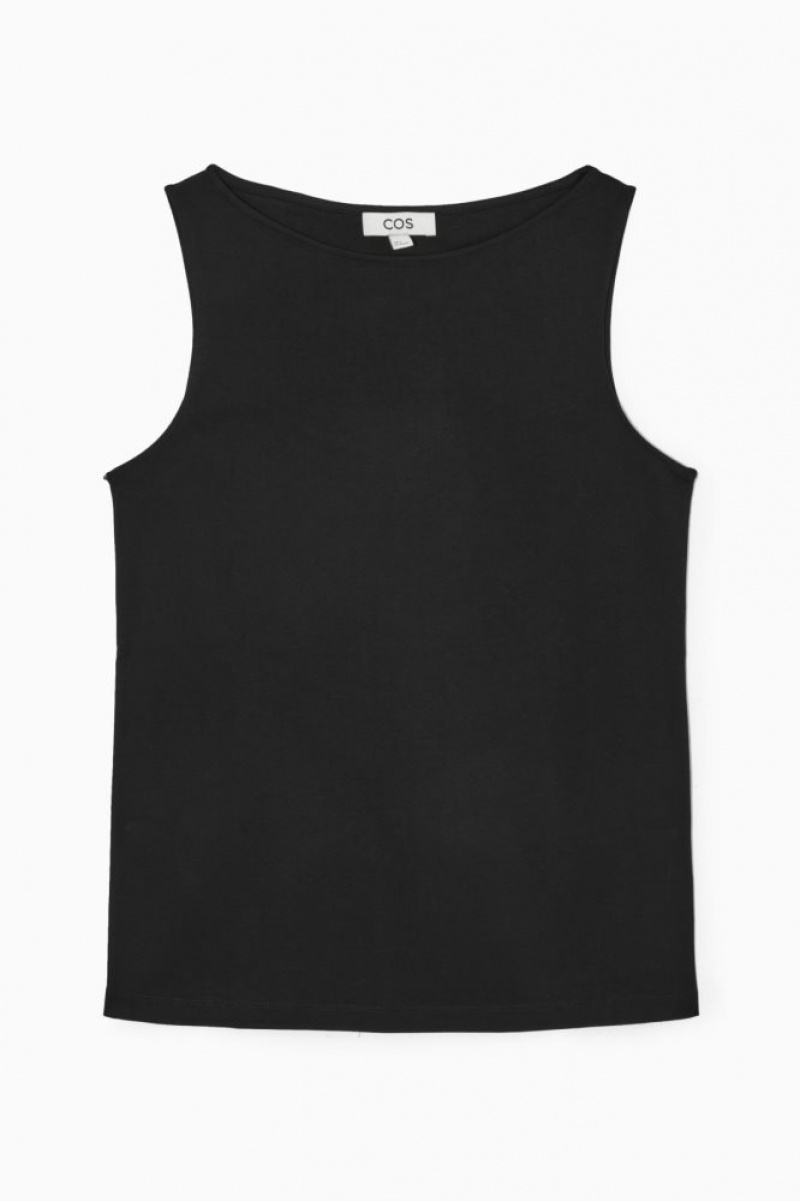 Black Cos Boat-neck Tank Top | UWQCN0863