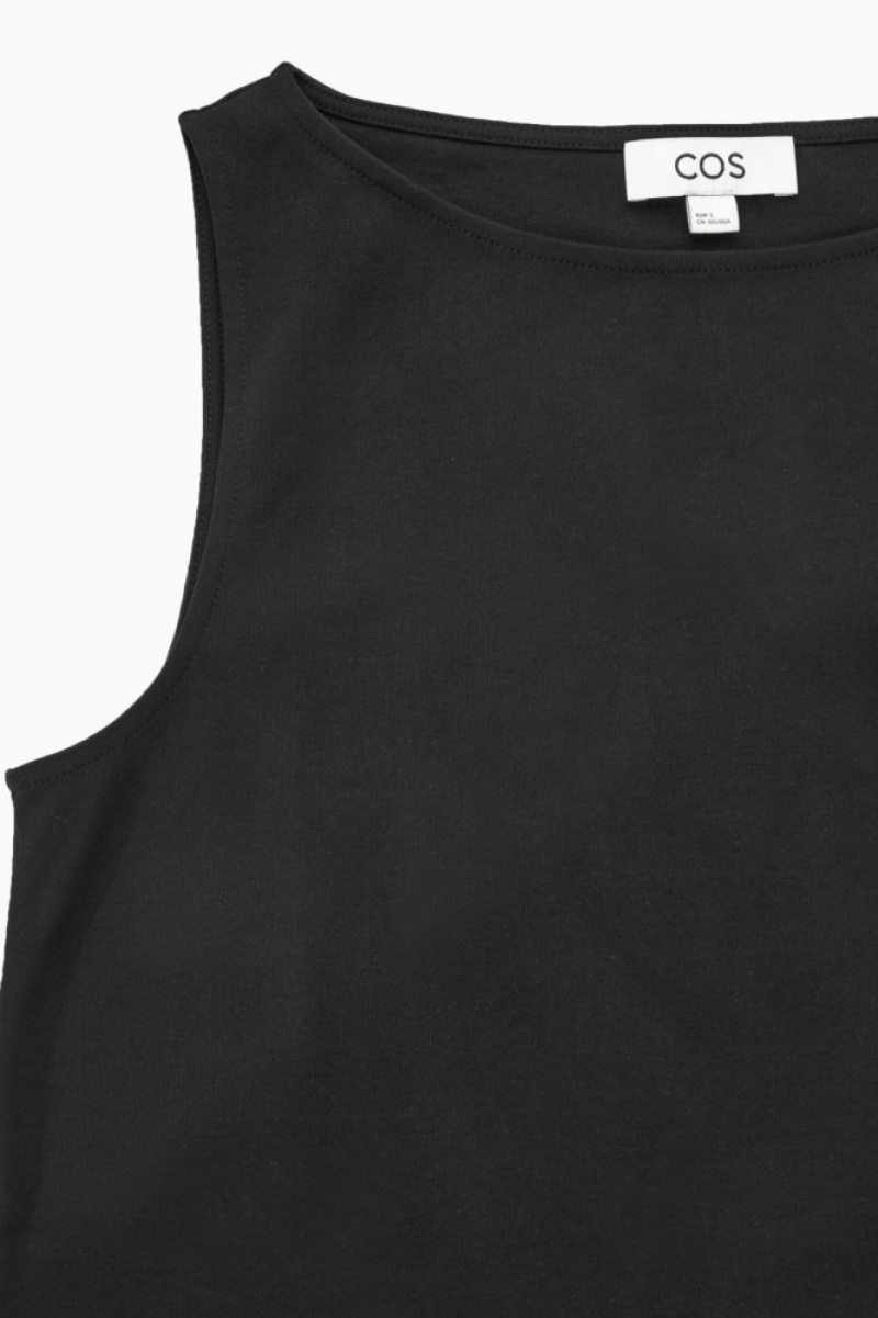 Black Cos Boat-neck Tank Top | UWQCN0863