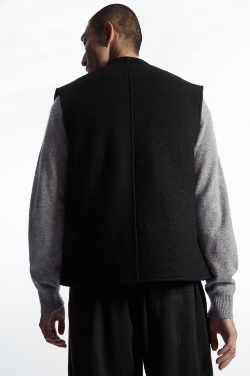 Black Cos Boiled-wool Gilet | PODZQ5816