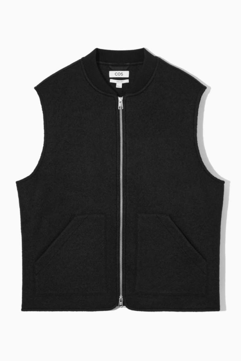 Black Cos Boiled-wool Gilet | PODZQ5816