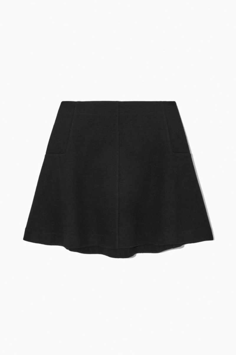 Black Cos Boiled-wool Mini Skirt | VFKAX3012