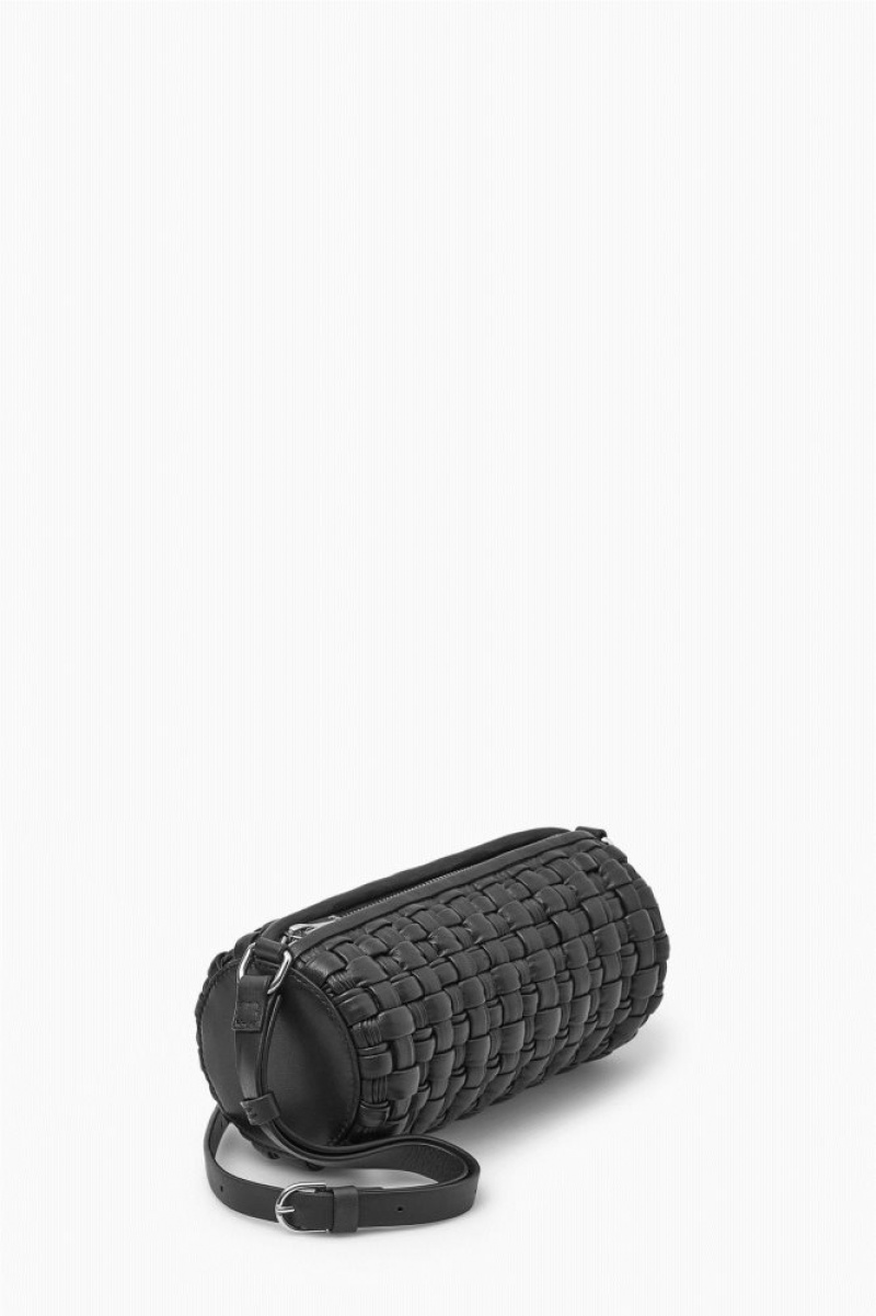 Black Cos Braided Barrel Shoulder Bag Leather | HUKOG2950