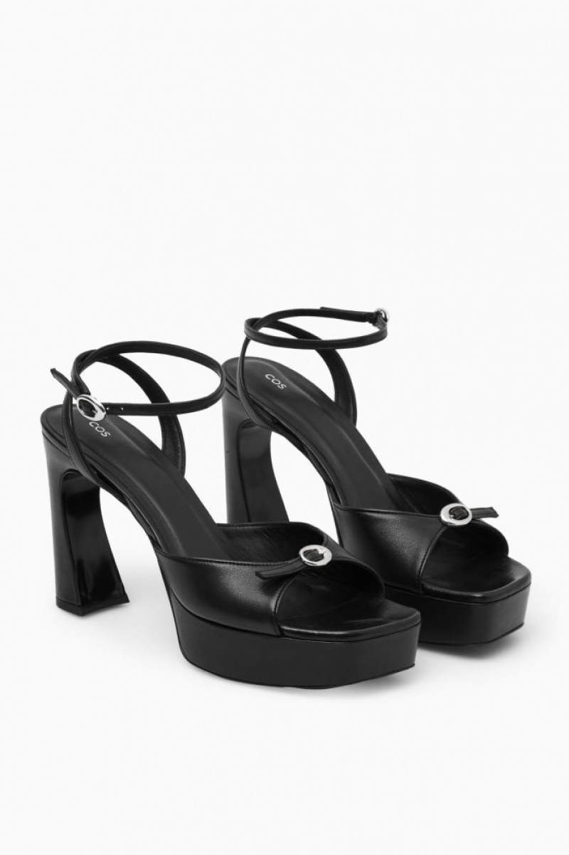 Black Cos Buckled Platform Sandals | XAWMB4216