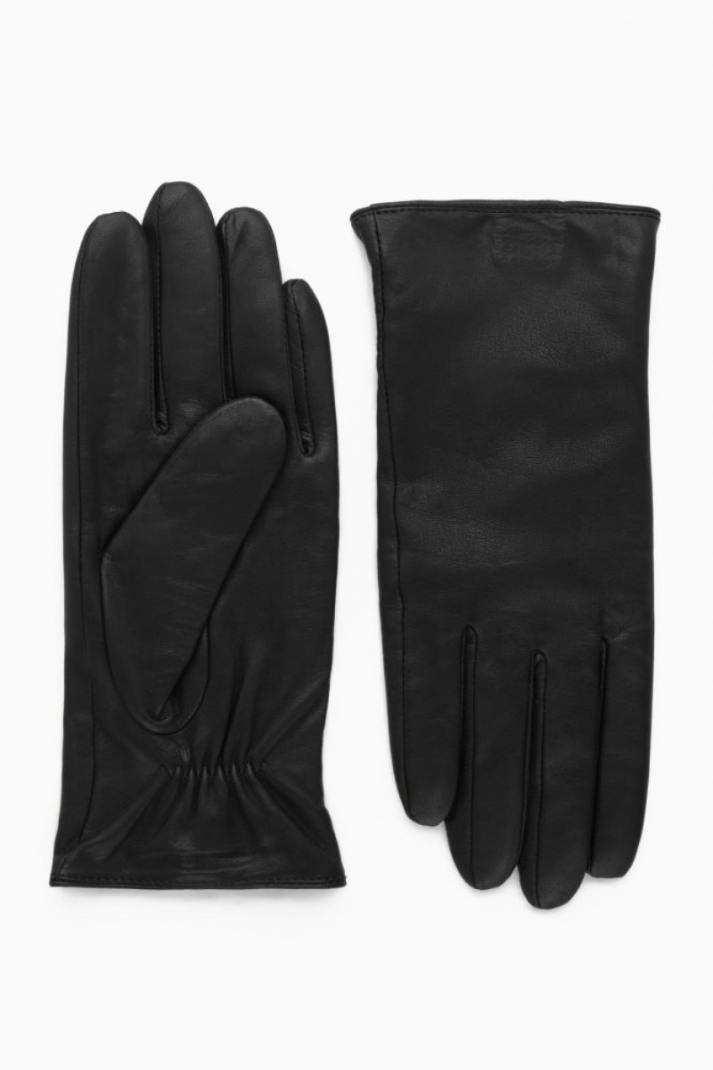 Black Cos Cashmere-lined Leather Gloves | GFVRQ1795