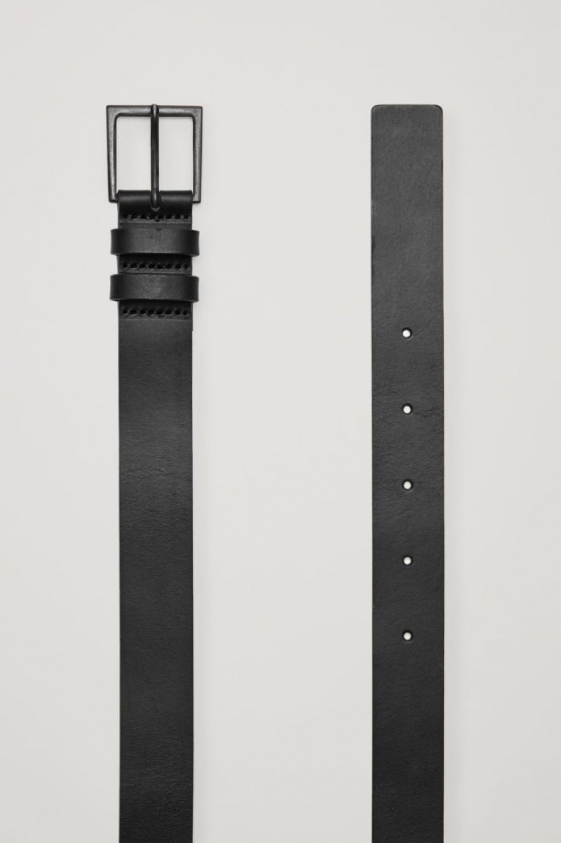 Black Cos Classic Leather Belt | GUEBC0243