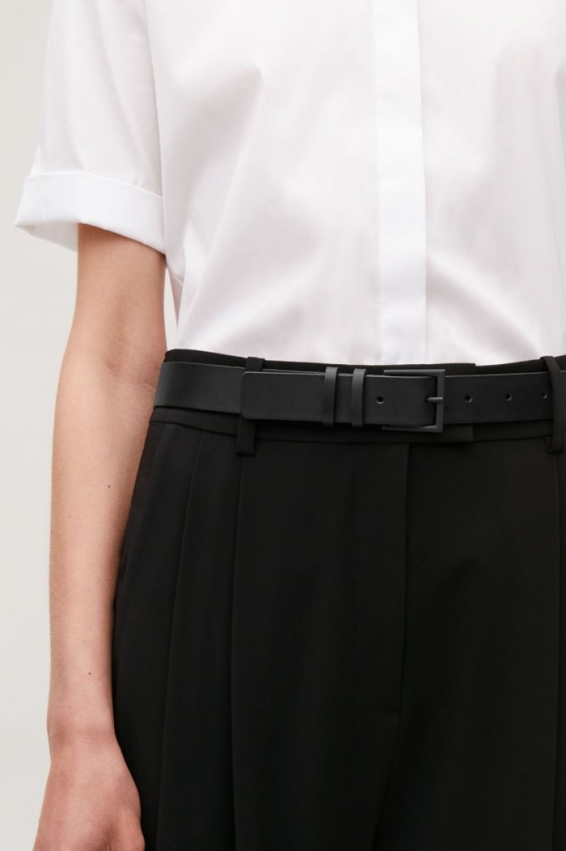 Black Cos Classic Leather Belt | WXPIS6381