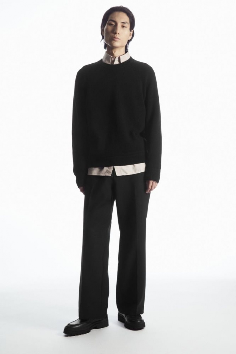 Black Cos Crew-neck Wool Sweater | UHCYE1987