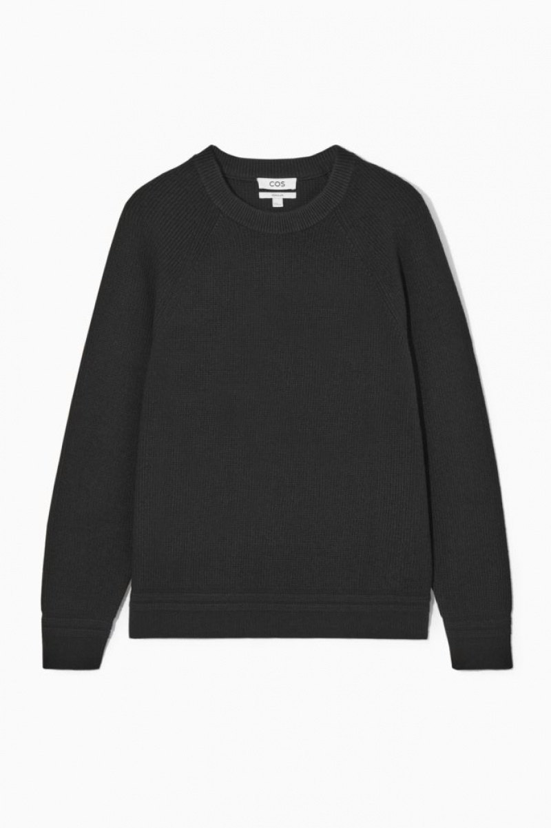 Black Cos Crew-neck Wool Sweater | UHCYE1987