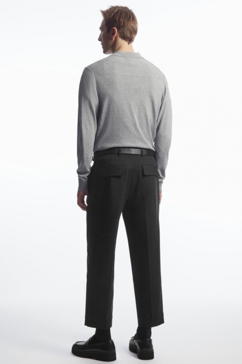 Black Cos Cropped Straight-leg Twill Trousers | MINZU3651