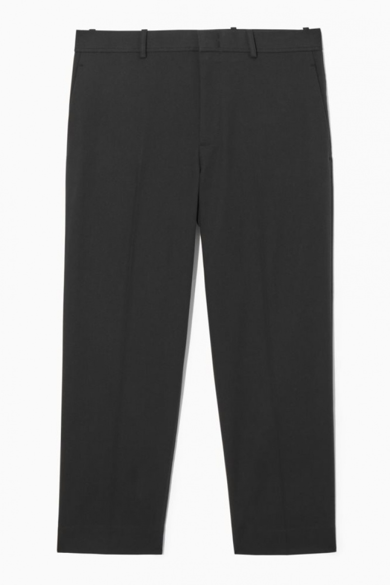 Black Cos Cropped Straight-leg Twill Trousers | MINZU3651