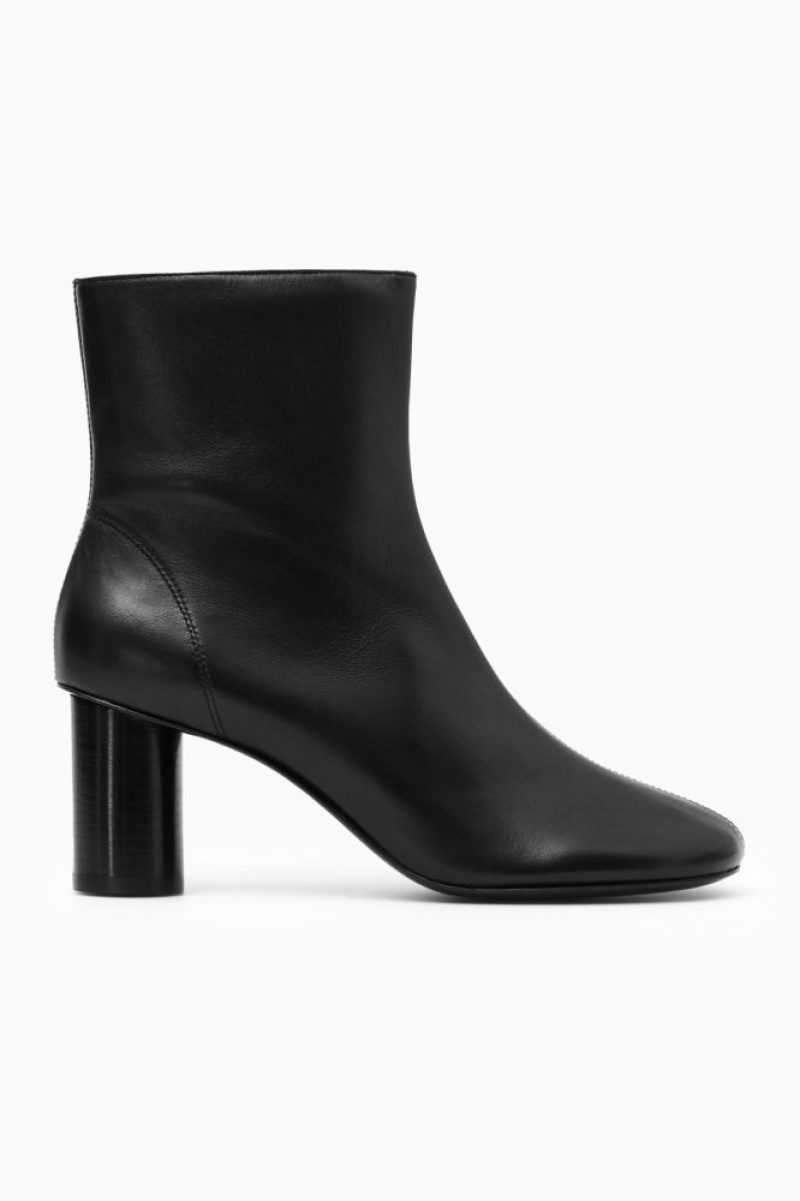 Black Cos Cylinder-heel Leather Sock Boots | QBAPM6594