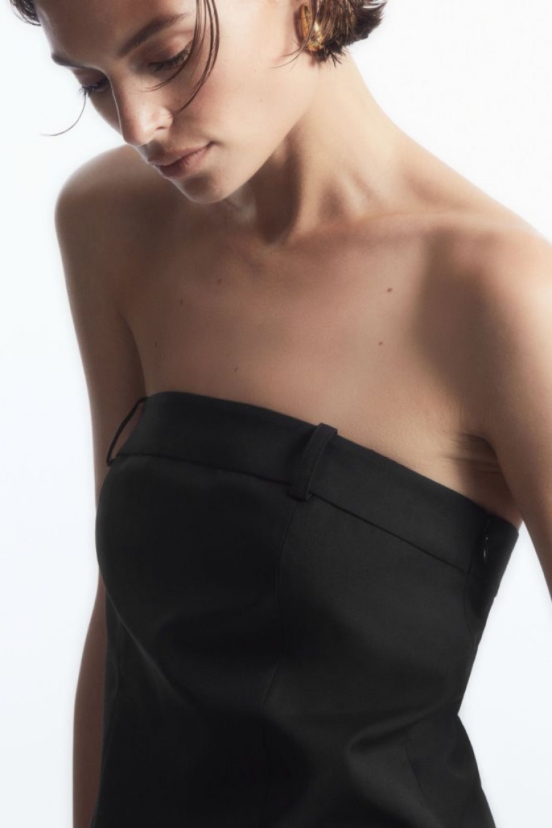 Black Cos Deconstructed Wool Bustier | GJCFB2043