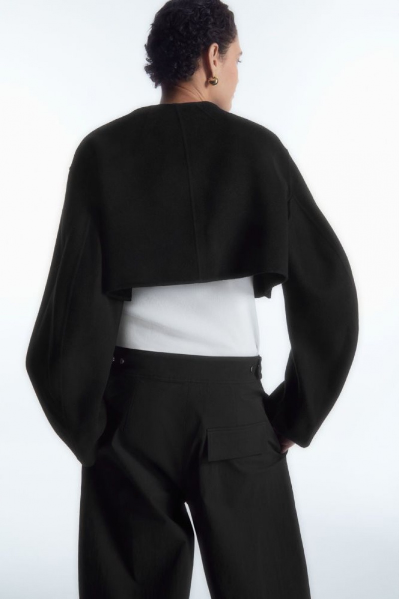 Black Cos Double-faced Cropped Hybrid Jacket | XRSON2356