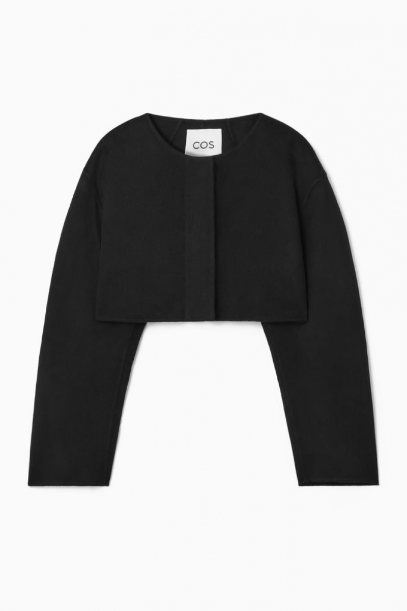 Black Cos Double-faced Cropped Hybrid Jacket | XRSON2356