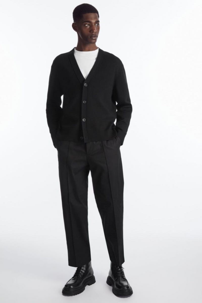 Black Cos Double-faced Merino Wool Cardigan | UCFBE5487