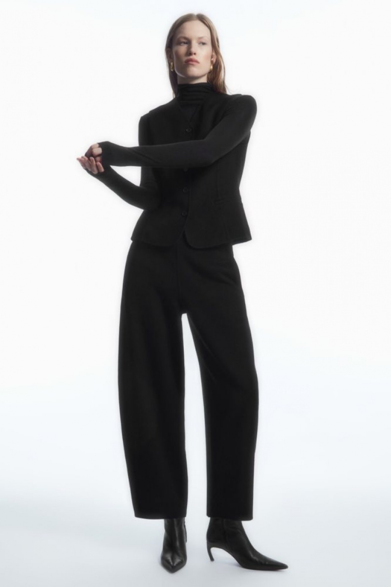 Black Cos Double-faced Wool Balloon-leg Pants | UWBNF8930