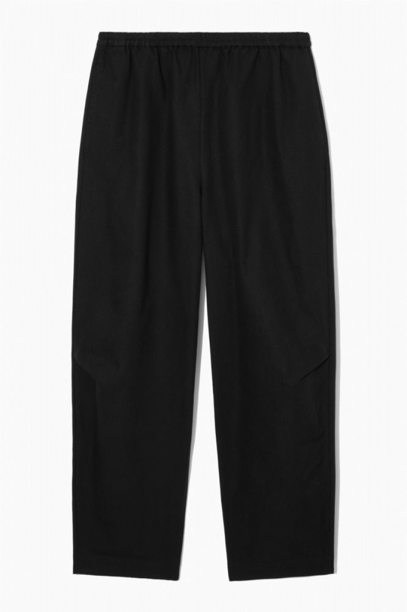 Black Cos Elasticated Barrel-leg Pants | KDYZR1704