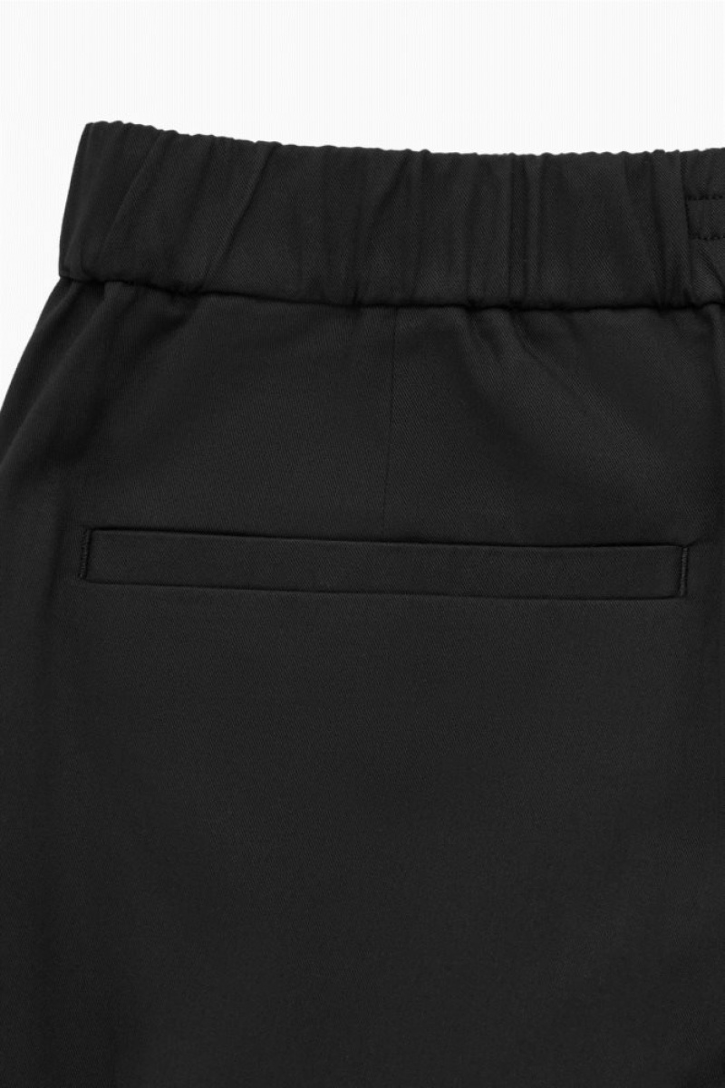 Black Cos Elasticated Tapered Twill Pants | KHPQF3245