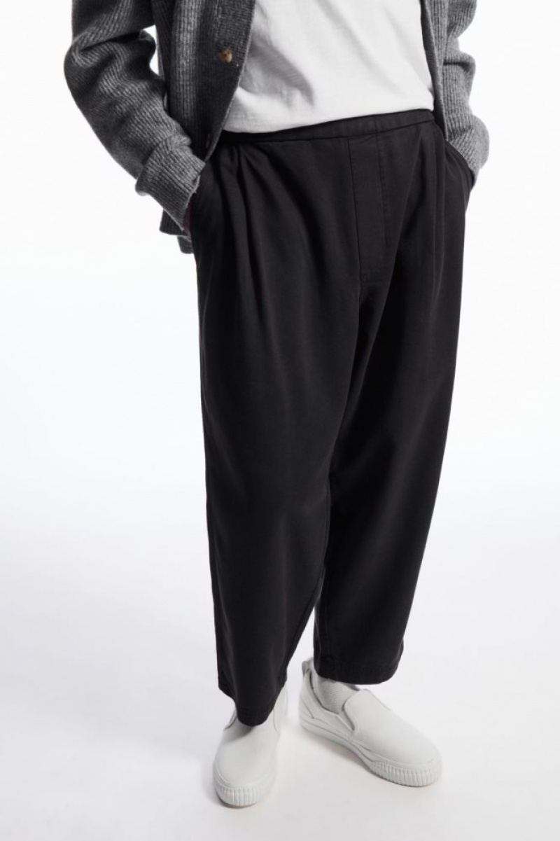 Black Cos Elasticated Twill Pants | JARNH6394