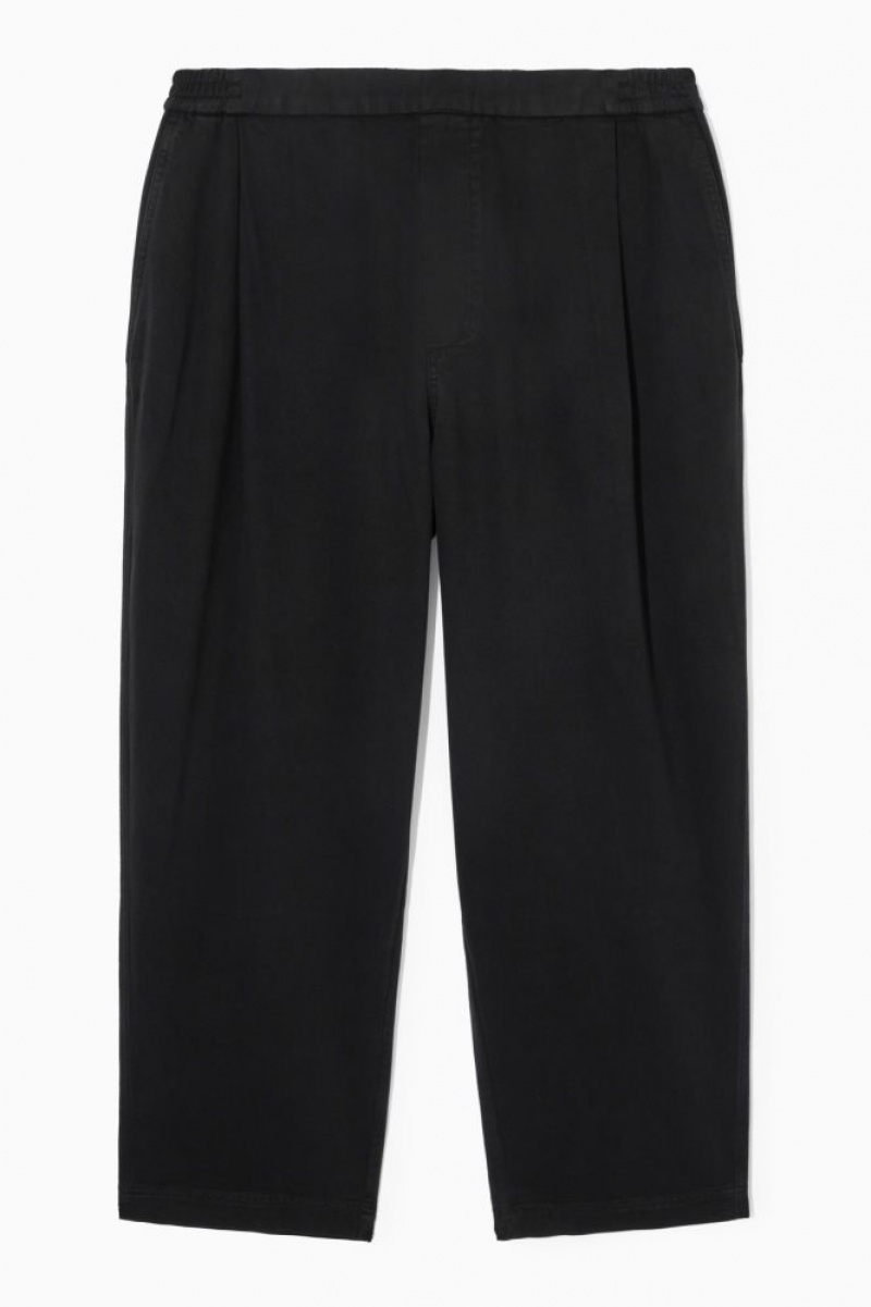 Black Cos Elasticated Twill Pants | JARNH6394