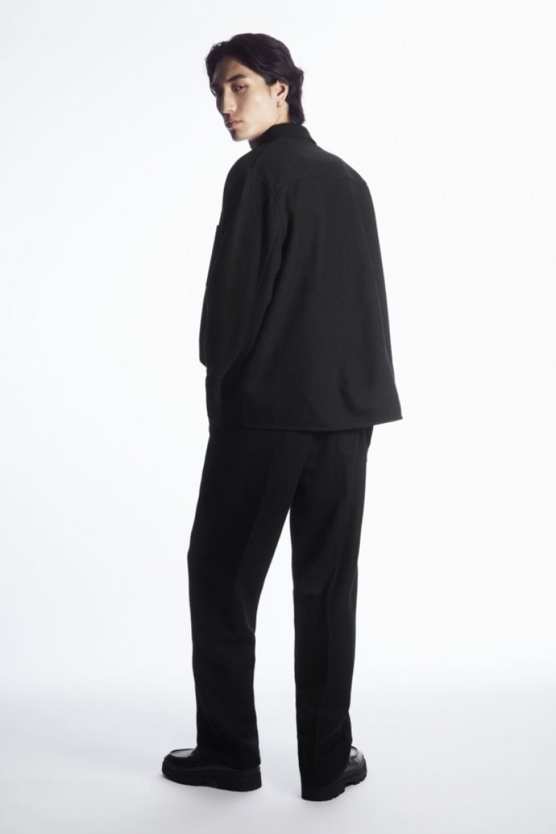 Black Cos Elasticated Wool Pants | HWOIP0127