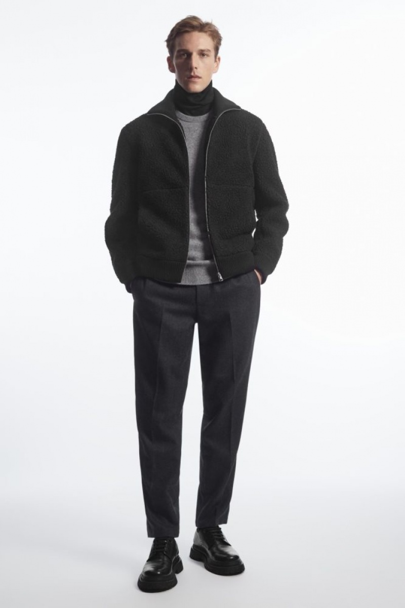 Black Cos Funnel-neck Teddy Jacket | BCAGV1507