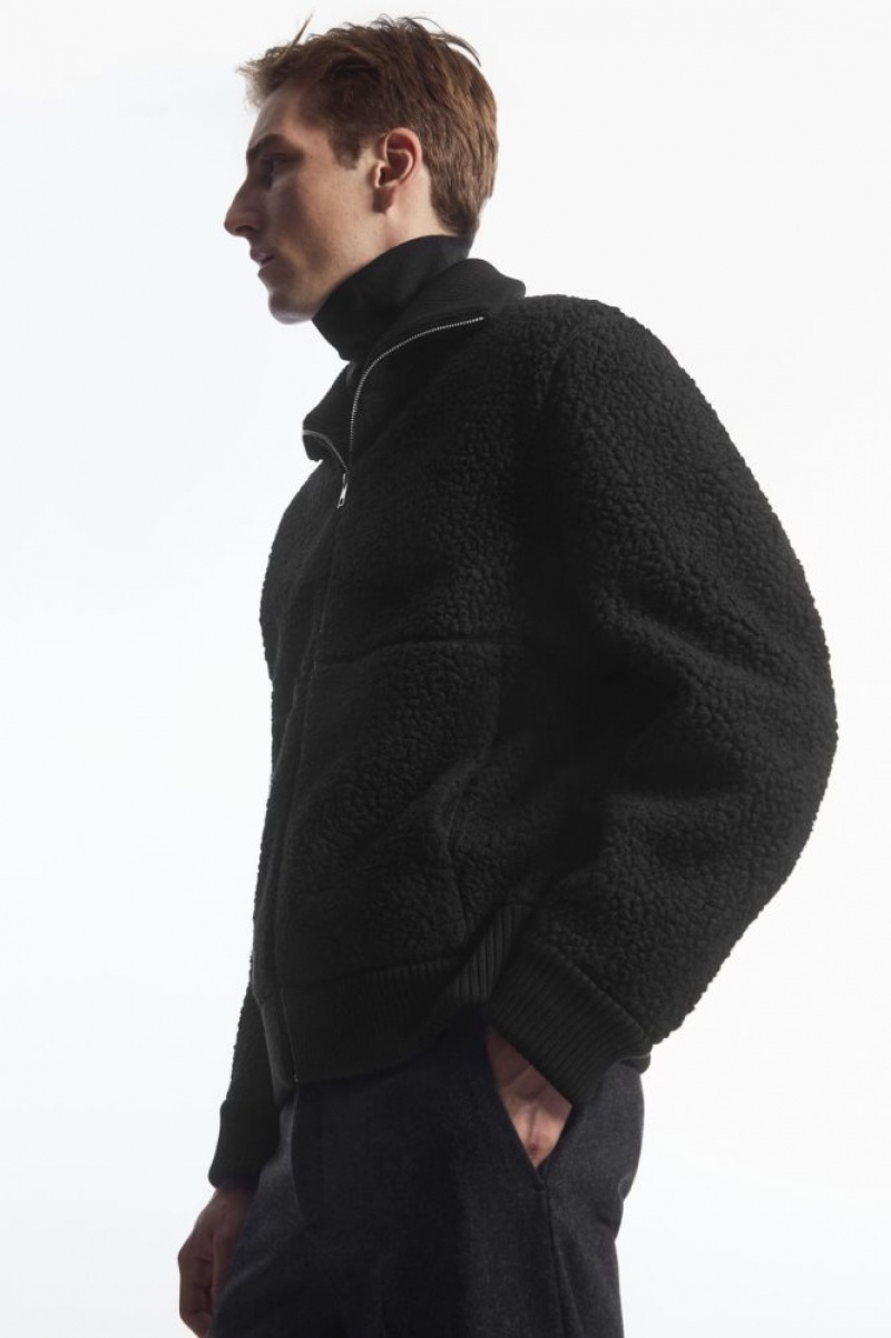 Black Cos Funnel-neck Teddy Jacket | BCAGV1507