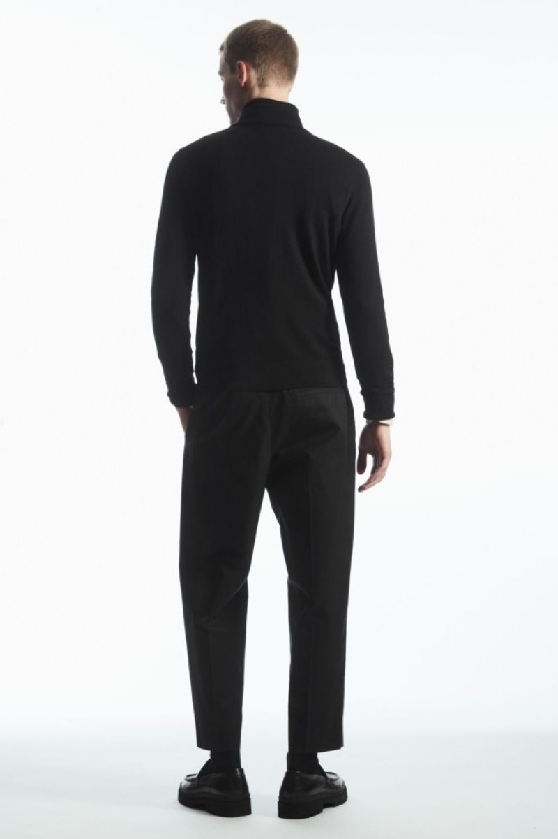 Black Cos Funnel-neck Wool Half-zip Jumper | CVSPW9543