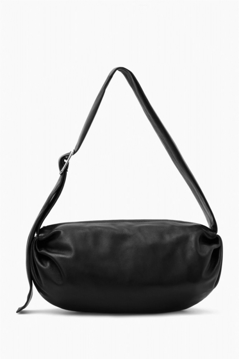 Black Cos Gathered Crossbody Leather | OCFXV5368