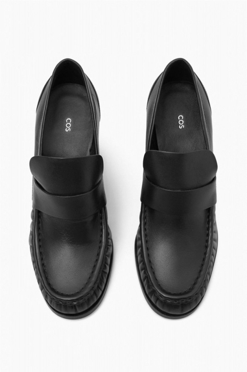 Black Cos Heeled Leather Loafers | RJSWL8615