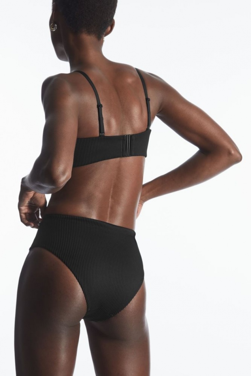 Black Cos High-waisted Ribbed Bikini Briefs | GMYVK5768