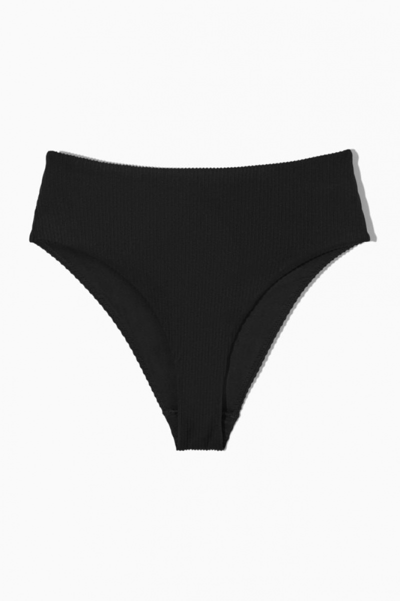 Black Cos High-waisted Ribbed Bikini Briefs | GMYVK5768