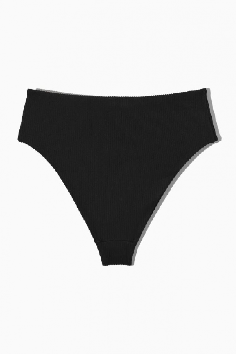 Black Cos High-waisted Ribbed Bikini Briefs | GMYVK5768