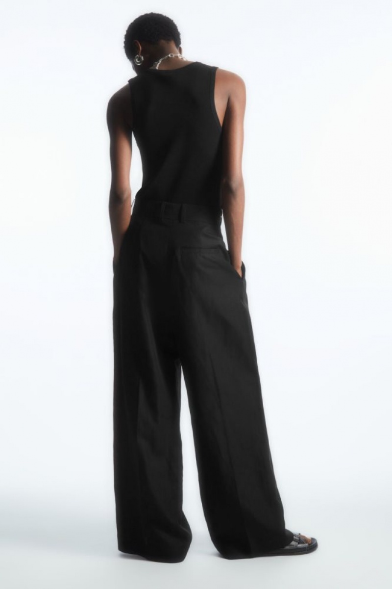 Black Cos High-waisted Wide-leg Pants | FSQXI5328