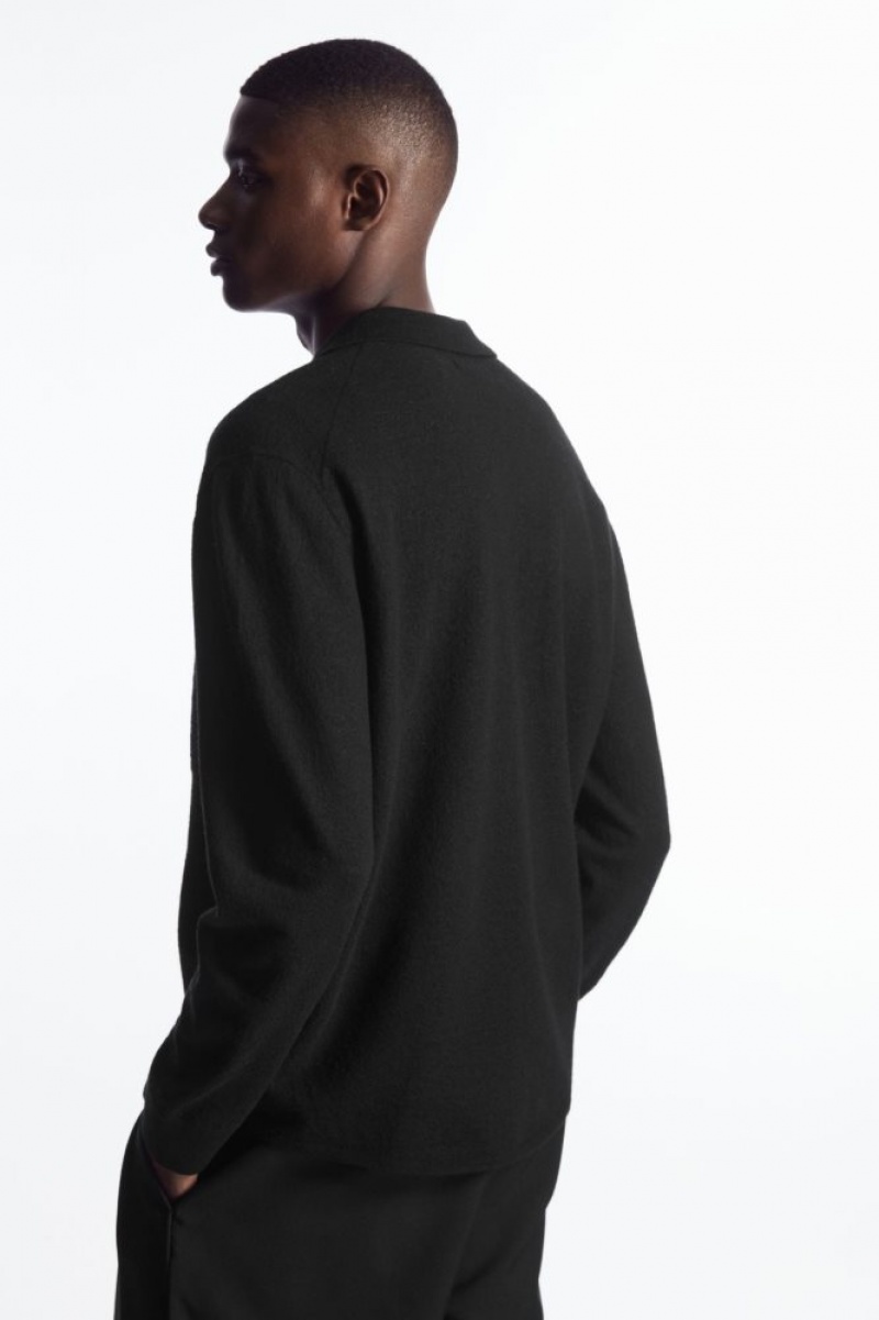 Black Cos Knitted Boiled-wool Shirt | WNPES4369