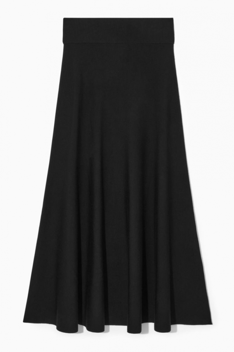 Black Cos Knitted Midi Skirt | MPWYK4590