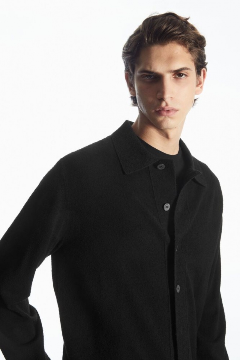 Black Cos Knitted Textured Overshirt | JRDCL6513