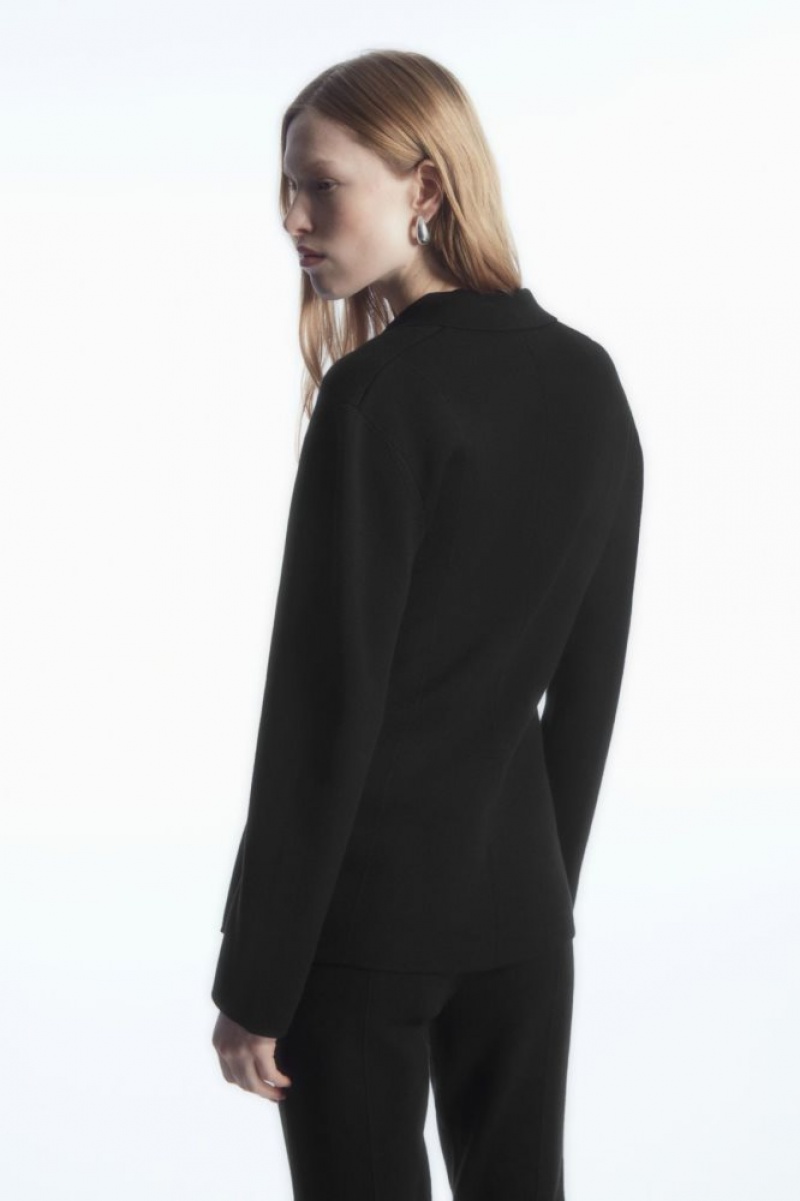 Black Cos Knitted Waisted Blazer | WNILQ7846