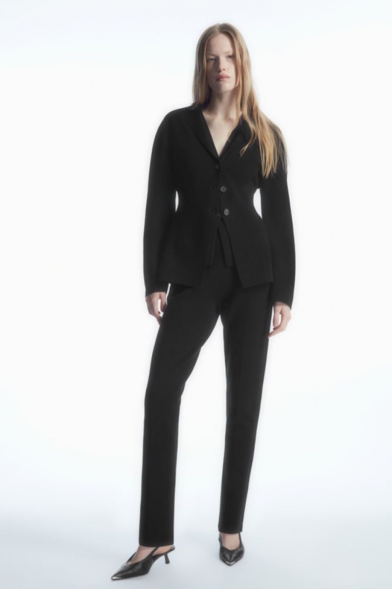 Black Cos Knitted Waisted Blazer | WNILQ7846