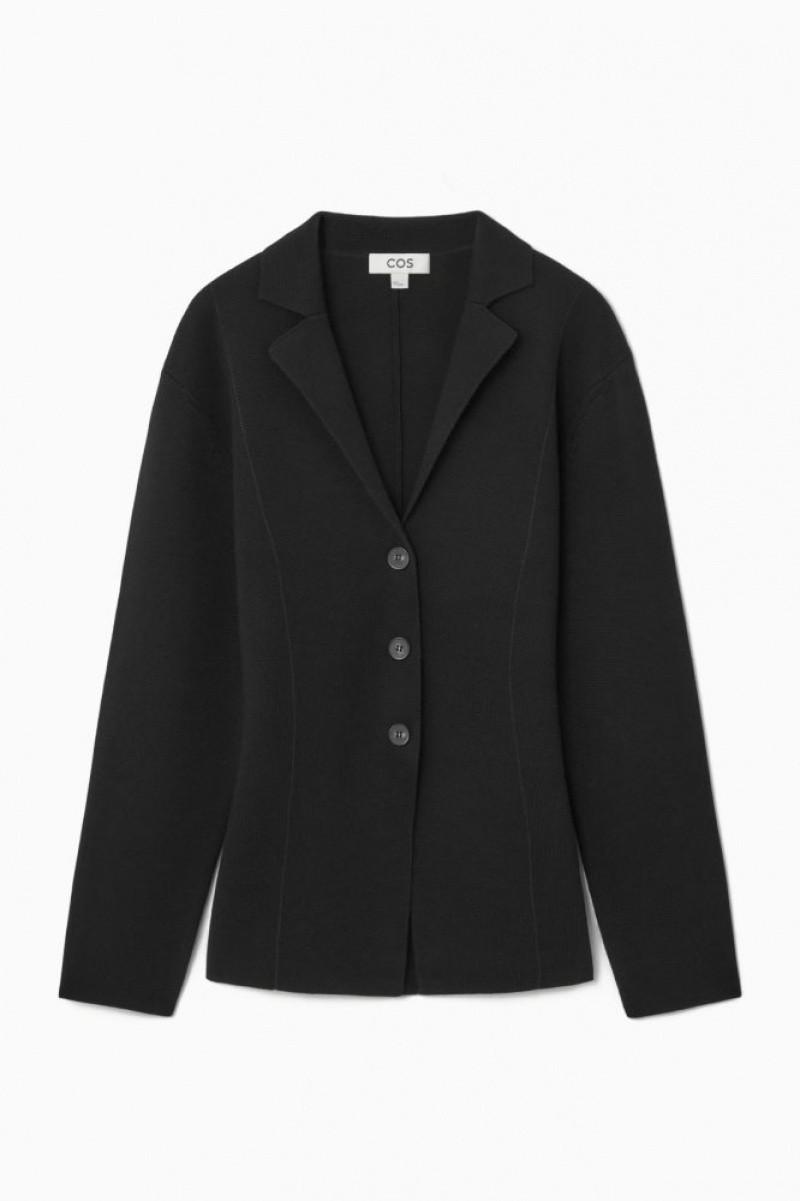 Black Cos Knitted Waisted Blazer | WNILQ7846