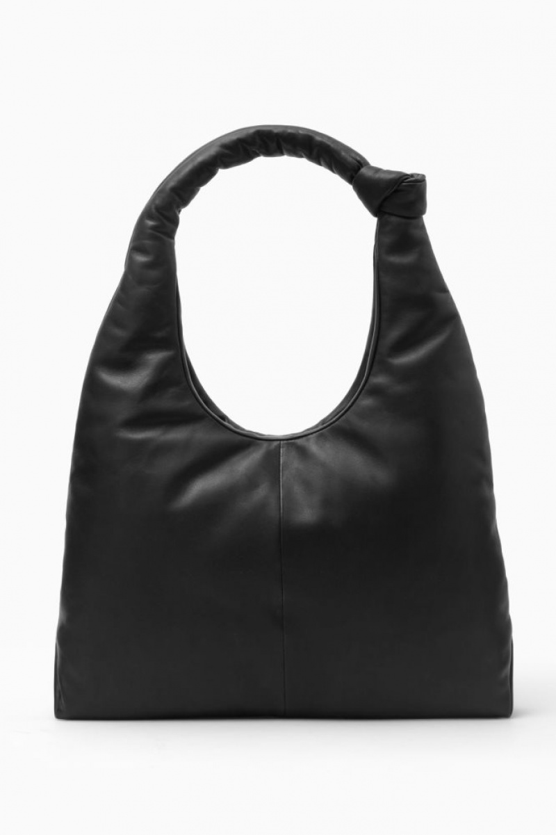 Black Cos Knotted Padded Shoulder Bag Leather | JIASO5089