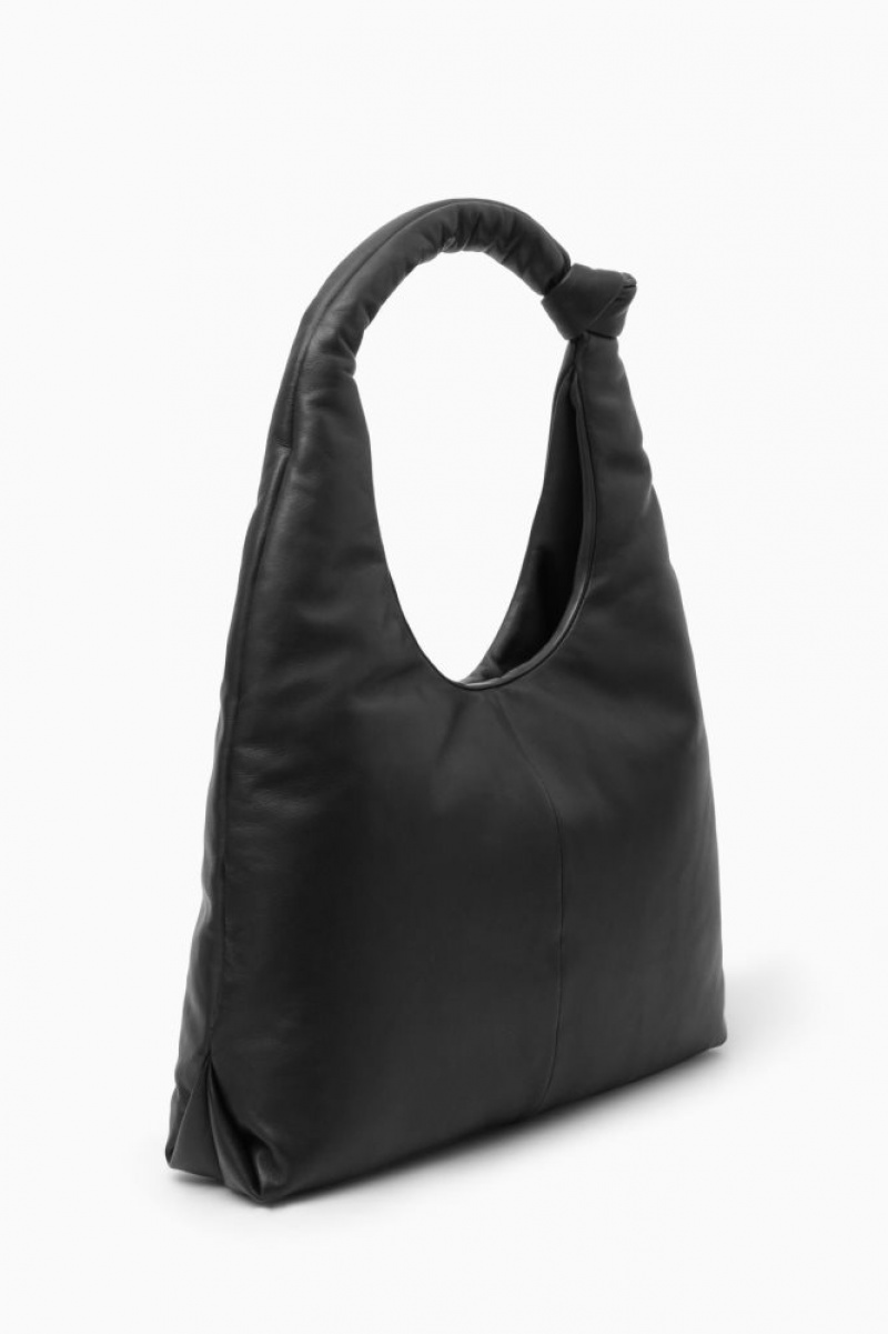 Black Cos Knotted Padded Shoulder Bag Leather | JIASO5089