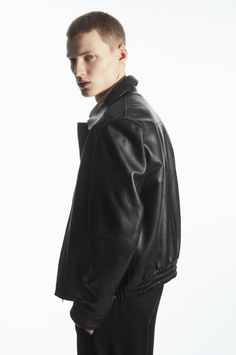 Black Cos Leather Jacket | PGAVM7201