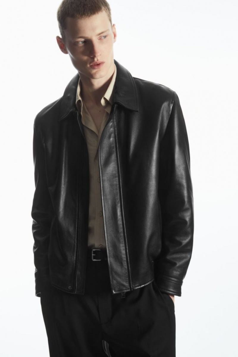 Black Cos Leather Jacket | PGAVM7201