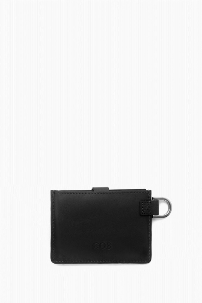 Black Cos Leather Lanyard Cardholder | OHNAJ3172