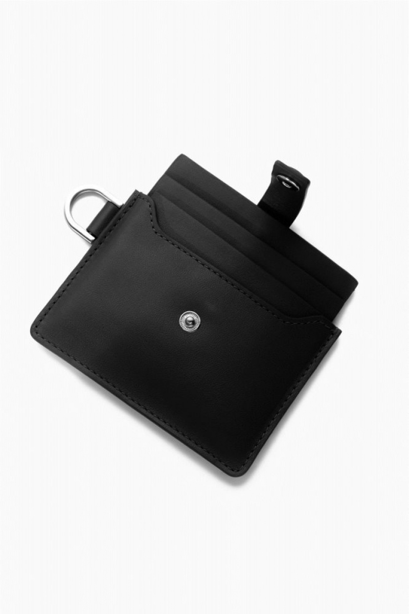 Black Cos Leather Lanyard Cardholder | OHNAJ3172