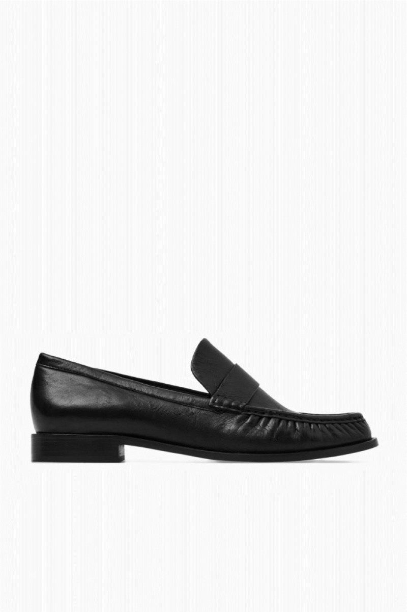 Black Cos Leather Loafers | HMLBU6924