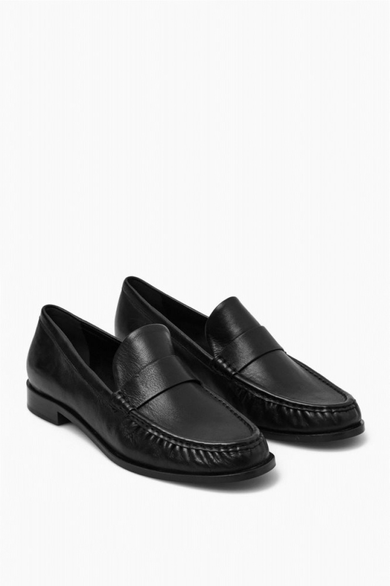 Black Cos Leather Loafers | HMLBU6924