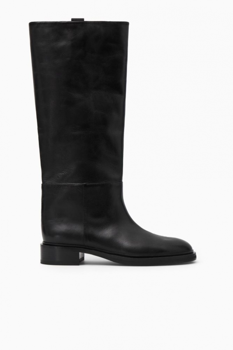 Black Cos Leather Riding Boots | AZLCP9560